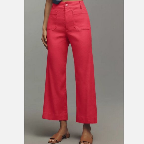 Anthropologie Maeve The Colette Linen Blend Crop Wide-Leg Pants 22W NWT Pink 22 - Picture 4 of 6